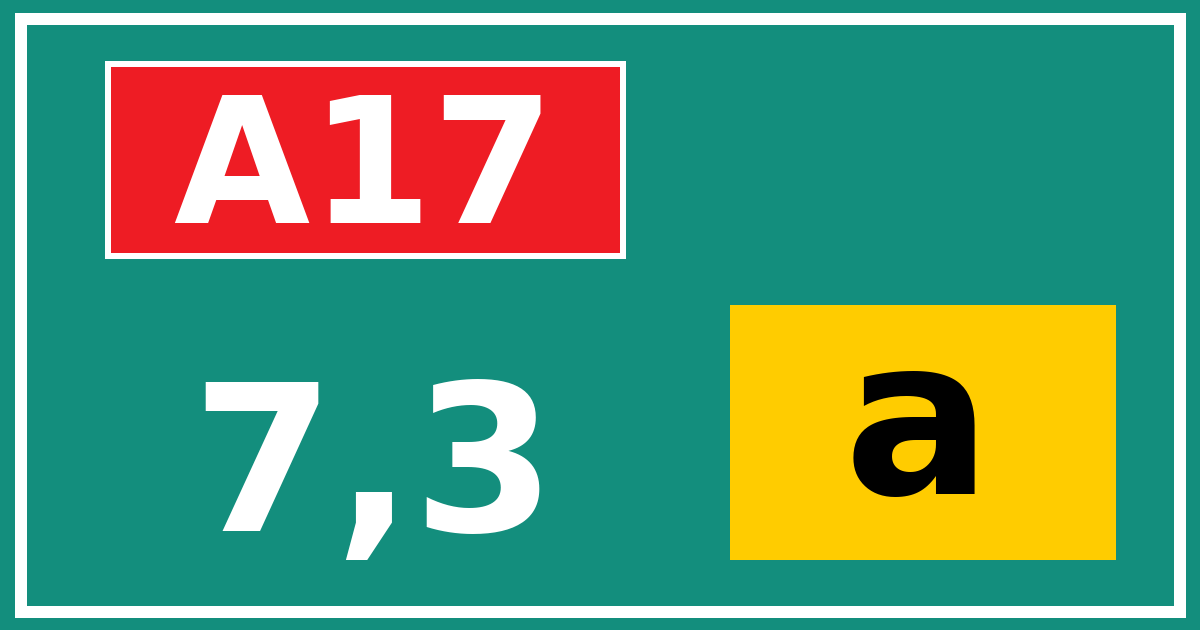 Hectometerbord A17 7,3 letter a
