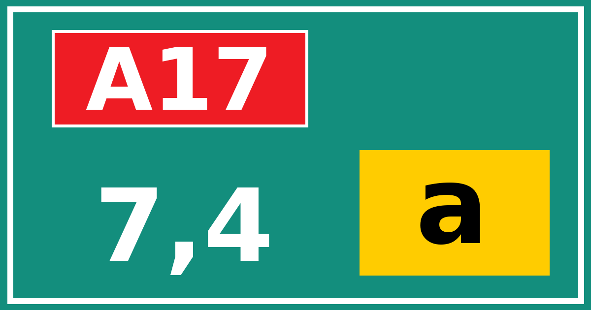 Hectometerbord A17 7,4 letter a