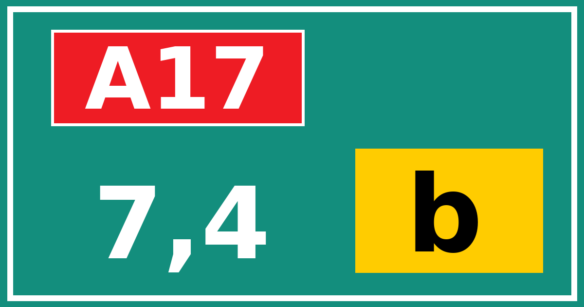 Hectometerbord A17 7,4 letter b