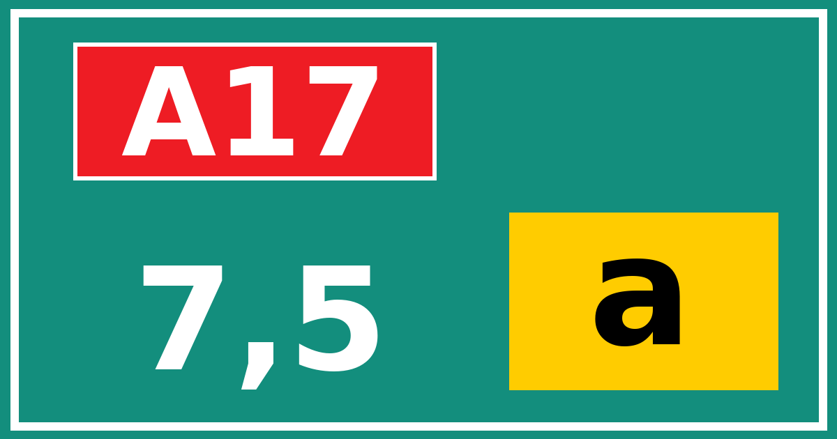 Hectometerbord A17 7,5 letter a