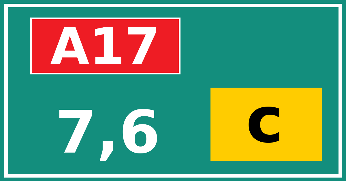 Hectometerbord A17 7,6 letter c
