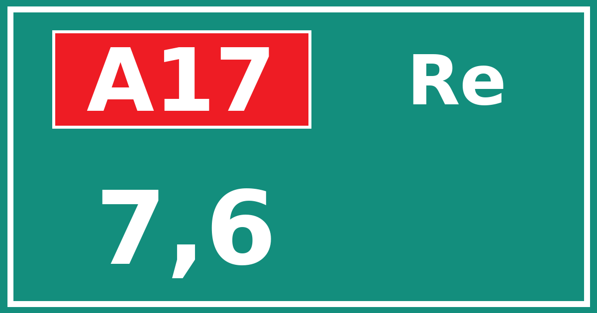 Hectometerbord A17 7,6 zijde Re