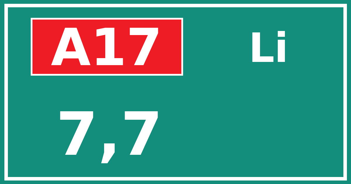 Hectometerbord A17 7,7 zijde Li