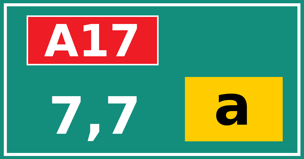 Hectometerbord A17 7,7 letter a