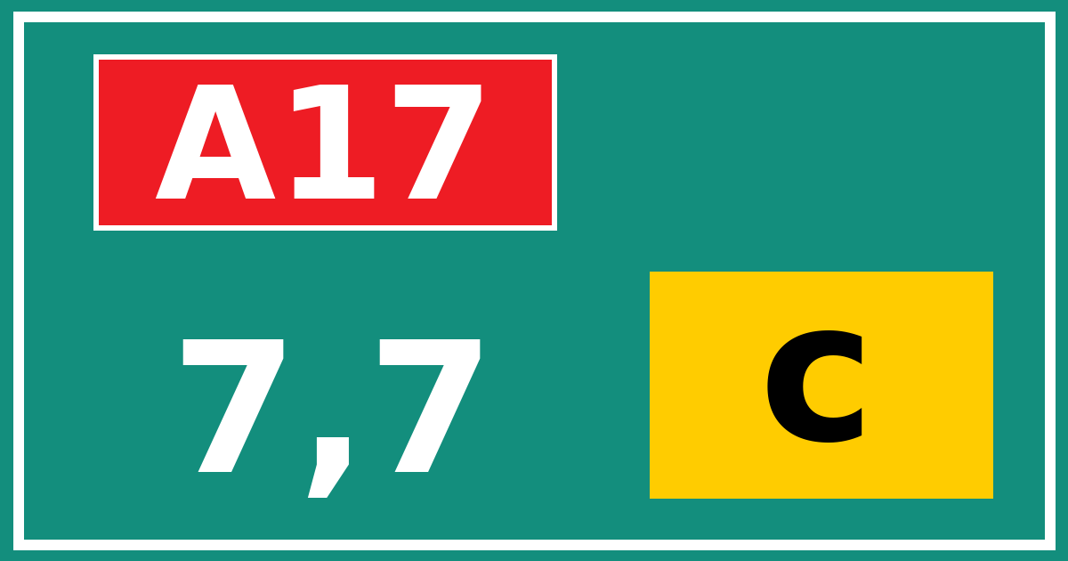 Hectometerbord A17 7,7 letter c