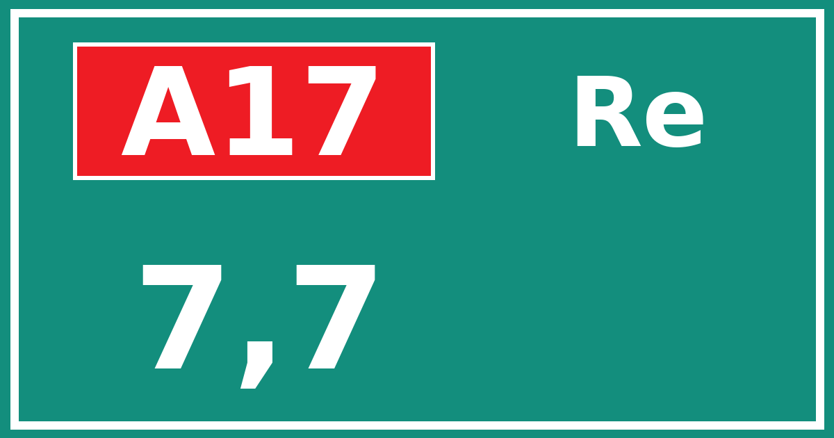 Hectometerbord A17 7,7 zijde Re