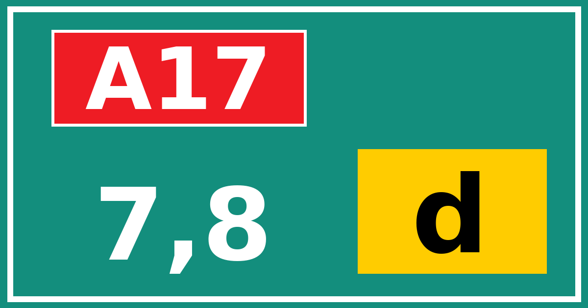 Hectometerbord A17 7,8 letter d