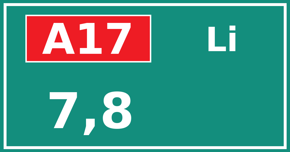 Hectometerbord A17 7,8 zijde Li