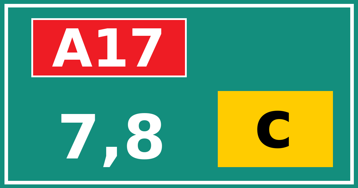 Hectometerbord A17 7,8 letter c