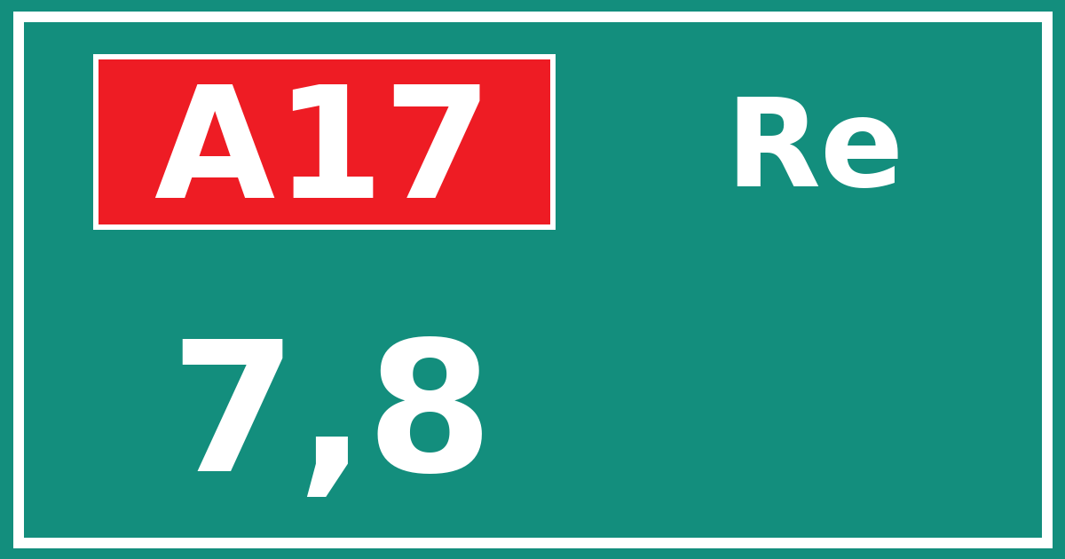 Hectometerbord A17 7,8 zijde Re