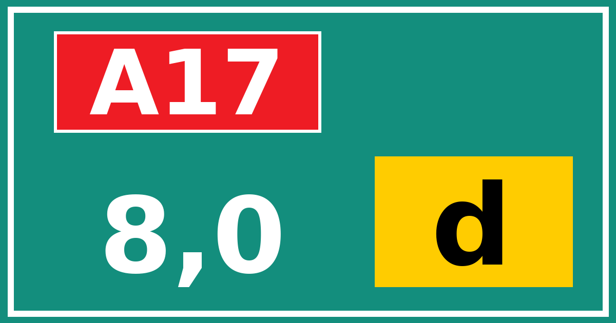 Hectometerbord A17 8,0 letter d