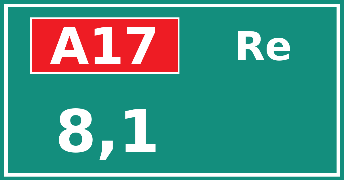 Hectometerbord A17 8,1 zijde Re