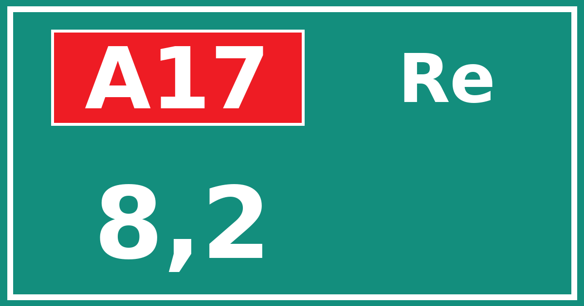 Hectometerbord A17 8,2 zijde Re