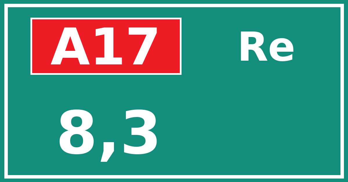 Hectometerbord A17 8,3 zijde Re