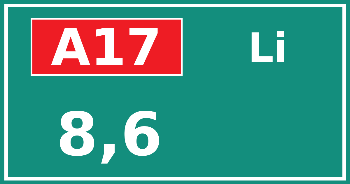 Hectometerbord A17 8,6 zijde Li