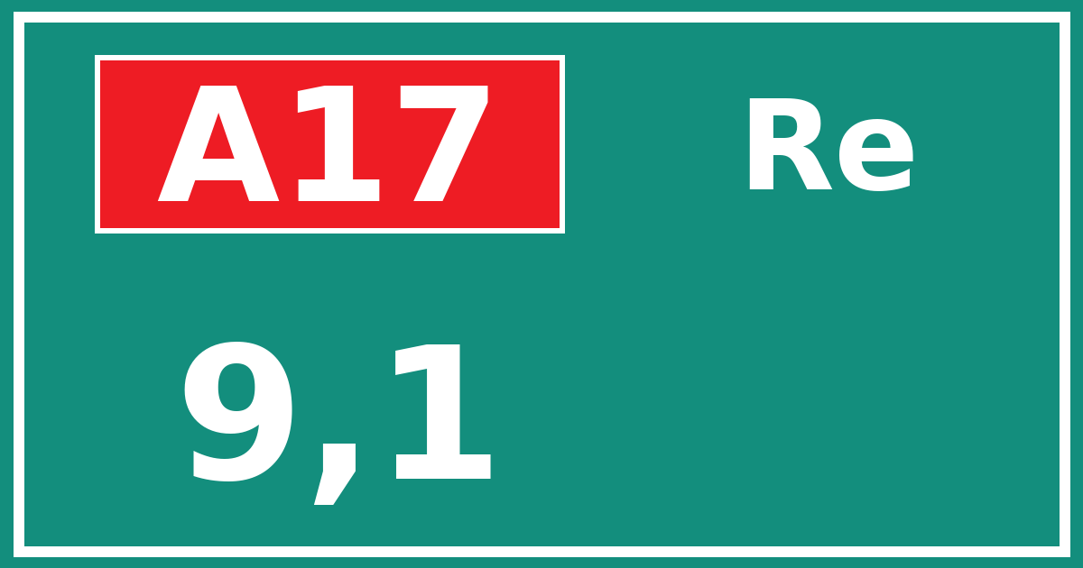 Hectometerbord A17 9,1 zijde Re