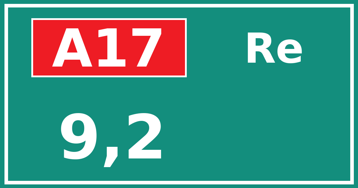 Hectometerbord A17 9,2 zijde Re