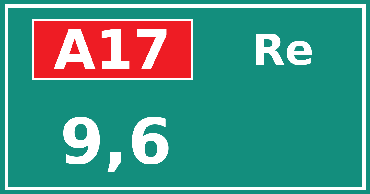 Hectometerbord A17 9,6 zijde Re