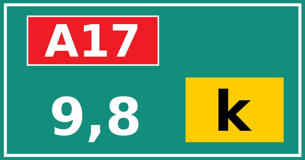 Hectometerbord A17 9,8 letter k
