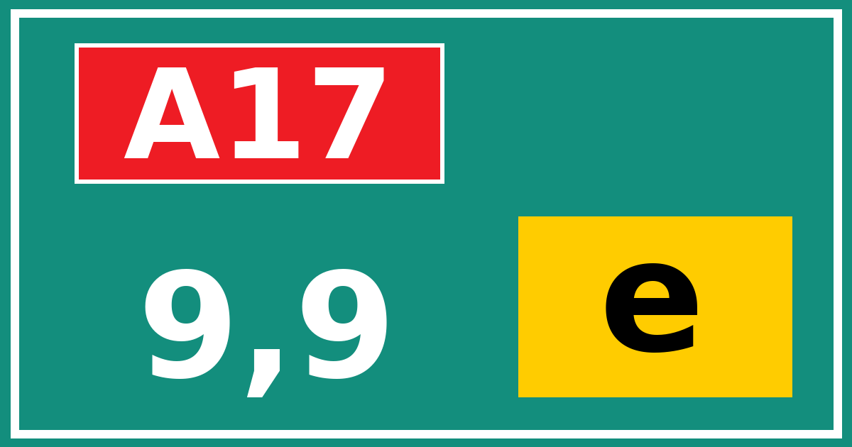 Hectometerbord A17 9,9 letter e