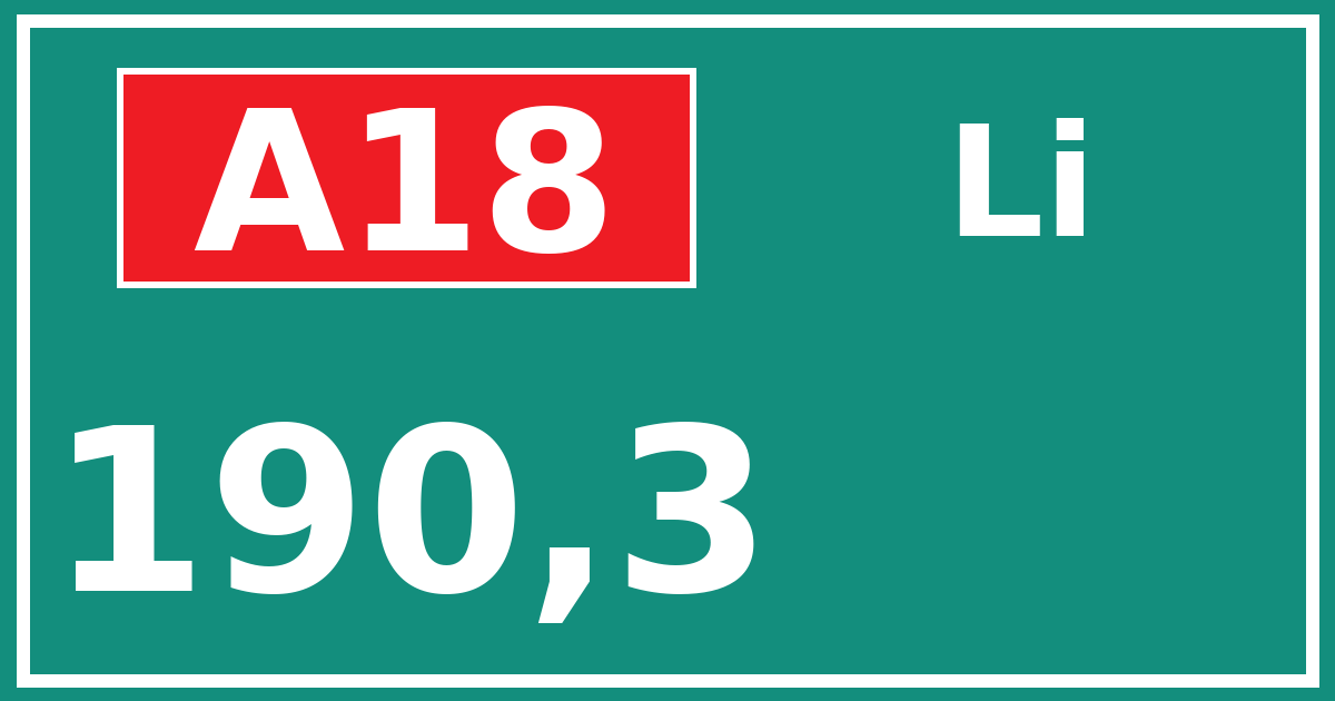 Hectometerbord A18 190,3 zijde Li