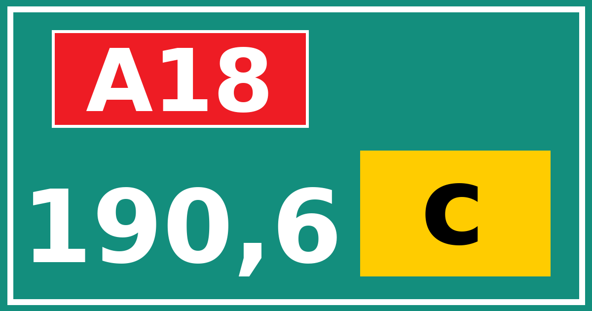 Hectometerbord A18 190,6 letter c