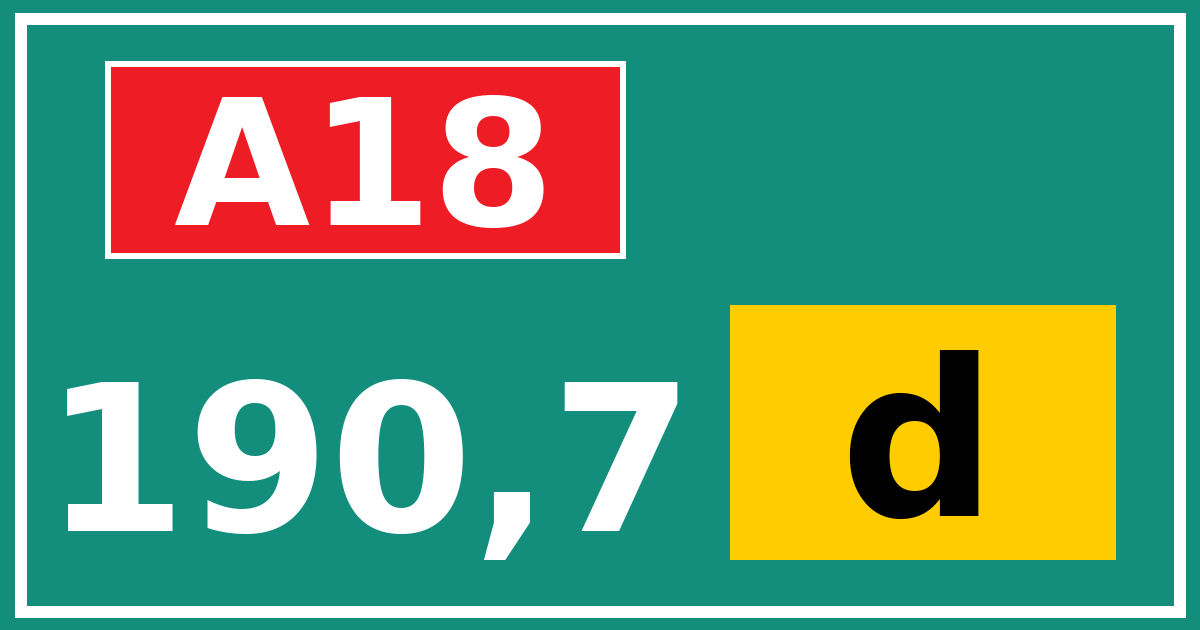 Hectometerbord A18 190,7 letter d