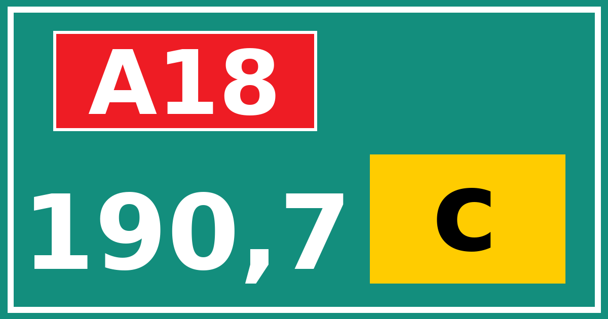 Hectometerbord A18 190,7 letter c