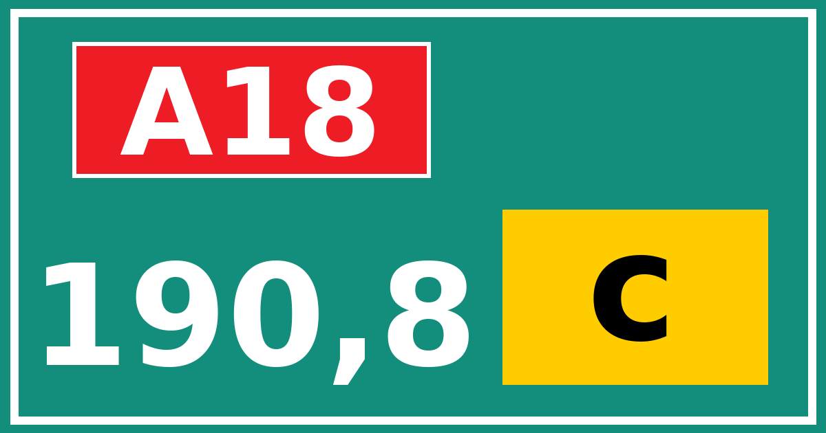 Hectometerbord A18 190,8 letter c