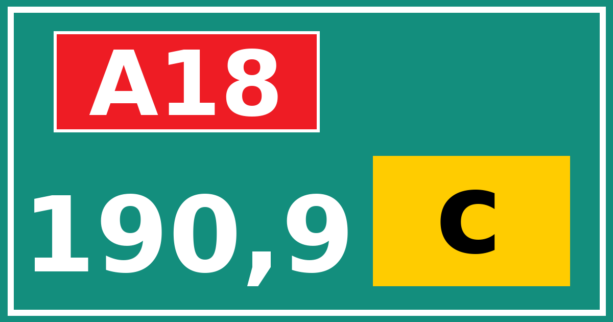 Hectometerbord A18 190,9 letter c