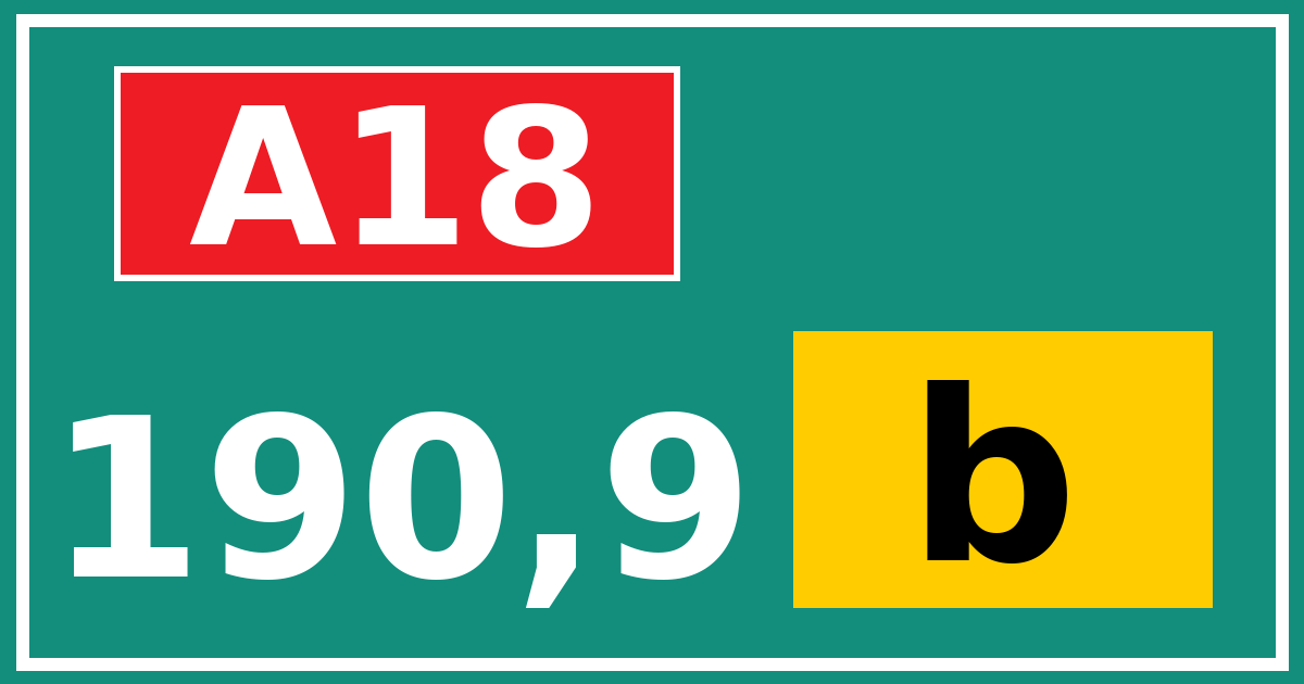 Hectometerbord A18 190,9 letter b