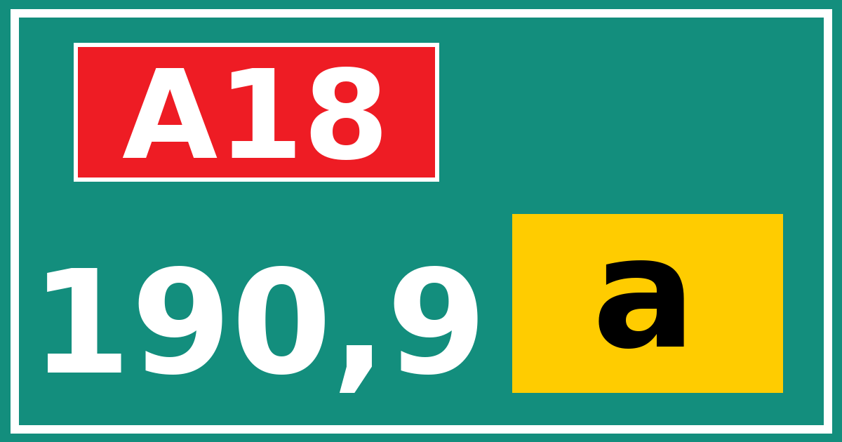 Hectometerbord A18 190,9 letter a