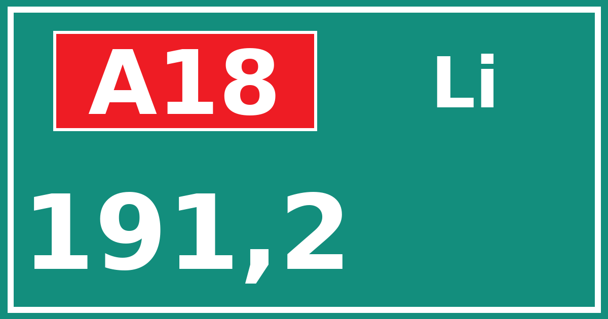 Hectometerbord A18 191,2 zijde Li