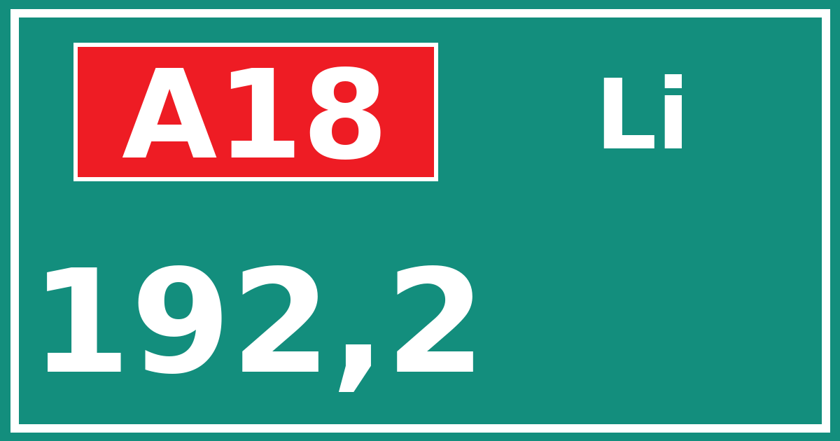 Hectometerbord A18 192,2 zijde Li