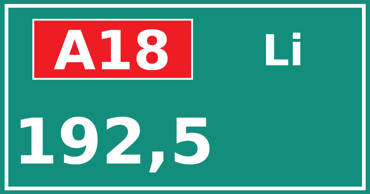 Hectometerbord A18 192,5 zijde Li