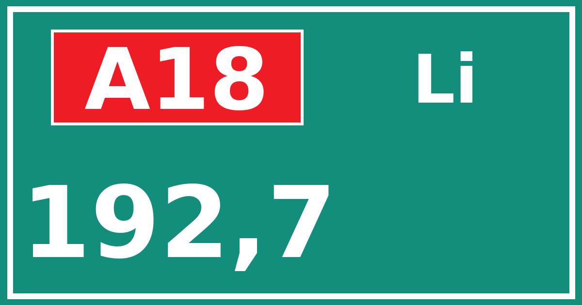 Hectometerbord A18 192,7 zijde Li