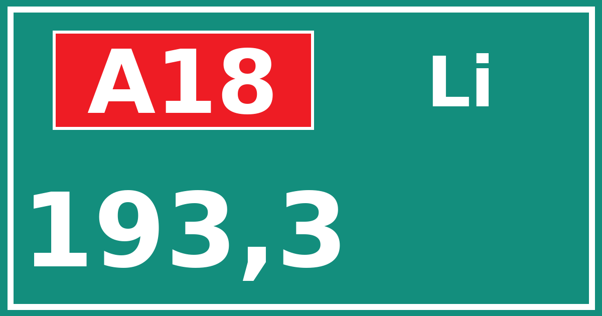 Hectometerbord A18 193,3 zijde Li