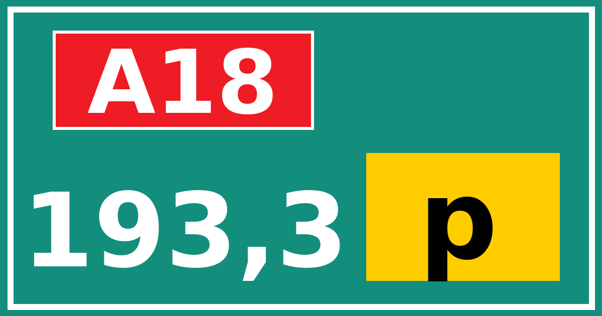 Hectometerbord A18 193,3 letter p