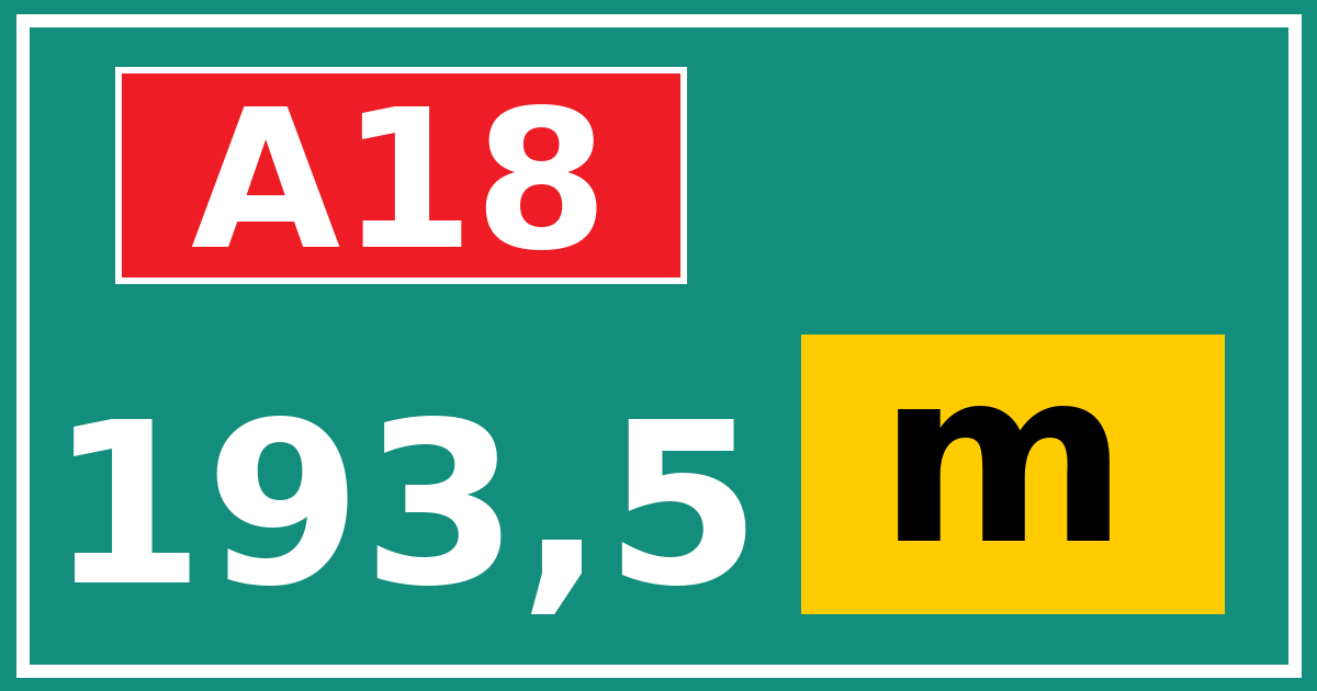 Hectometerbord A18 193,5 letter m