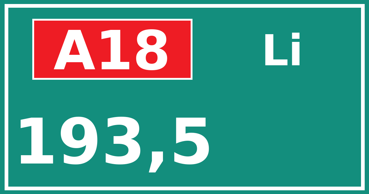 Hectometerbord A18 193,5 zijde Li