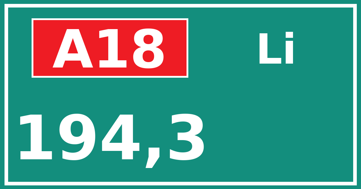 Hectometerbord A18 194,3 zijde Li