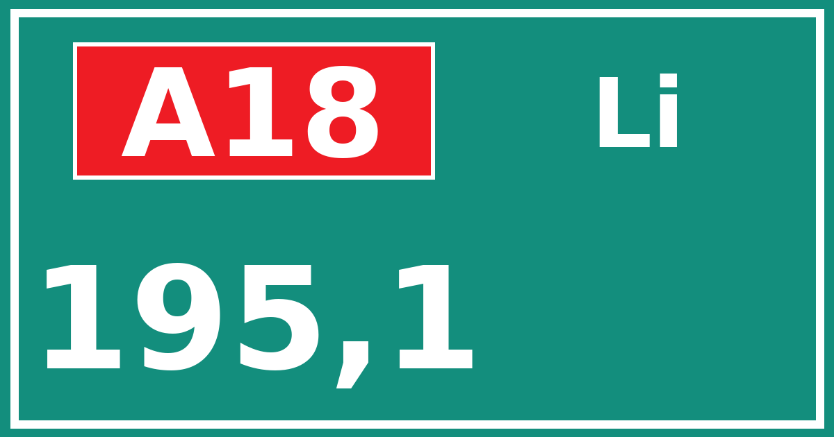 Hectometerbord A18 195,1 zijde Li