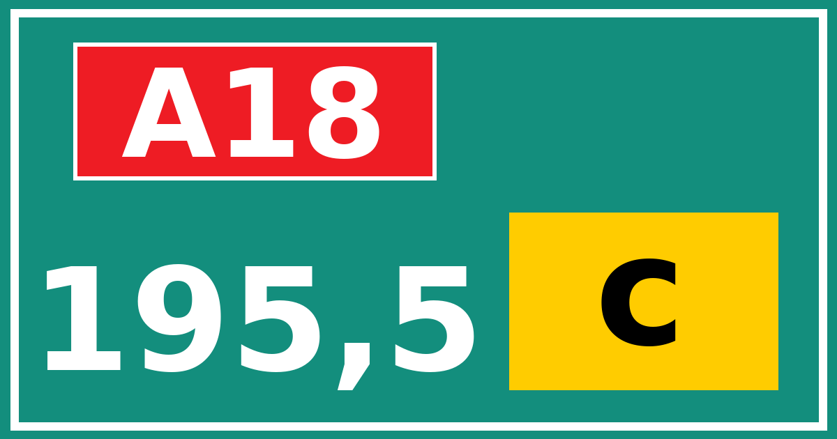 Hectometerbord A18 195,5 letter c