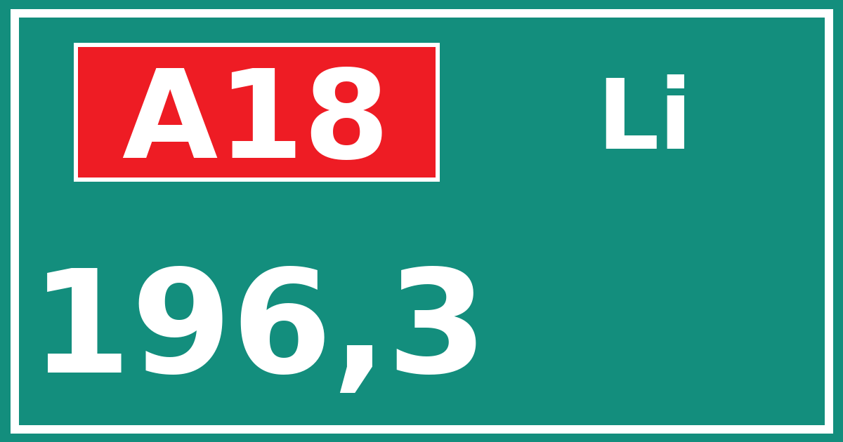 Hectometerbord A18 196,3 zijde Li