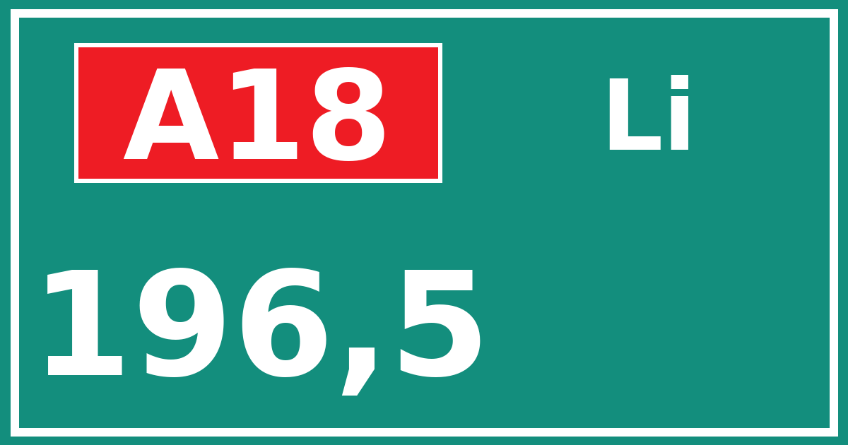 Hectometerbord A18 196,5 zijde Li