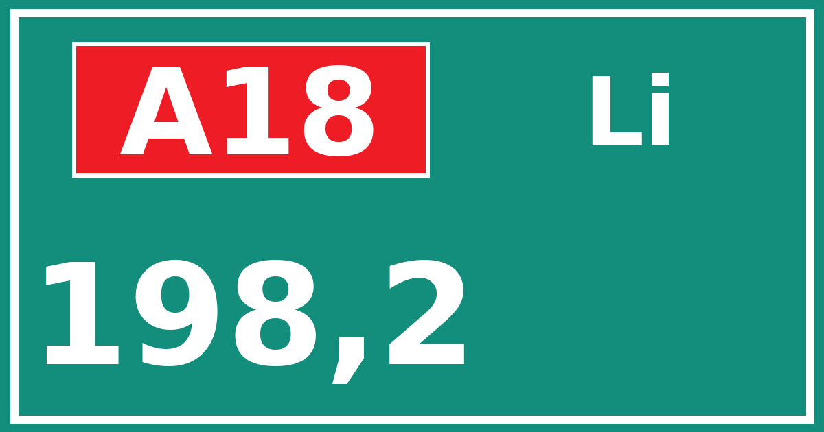 Hectometerbord A18 198,2 zijde Li