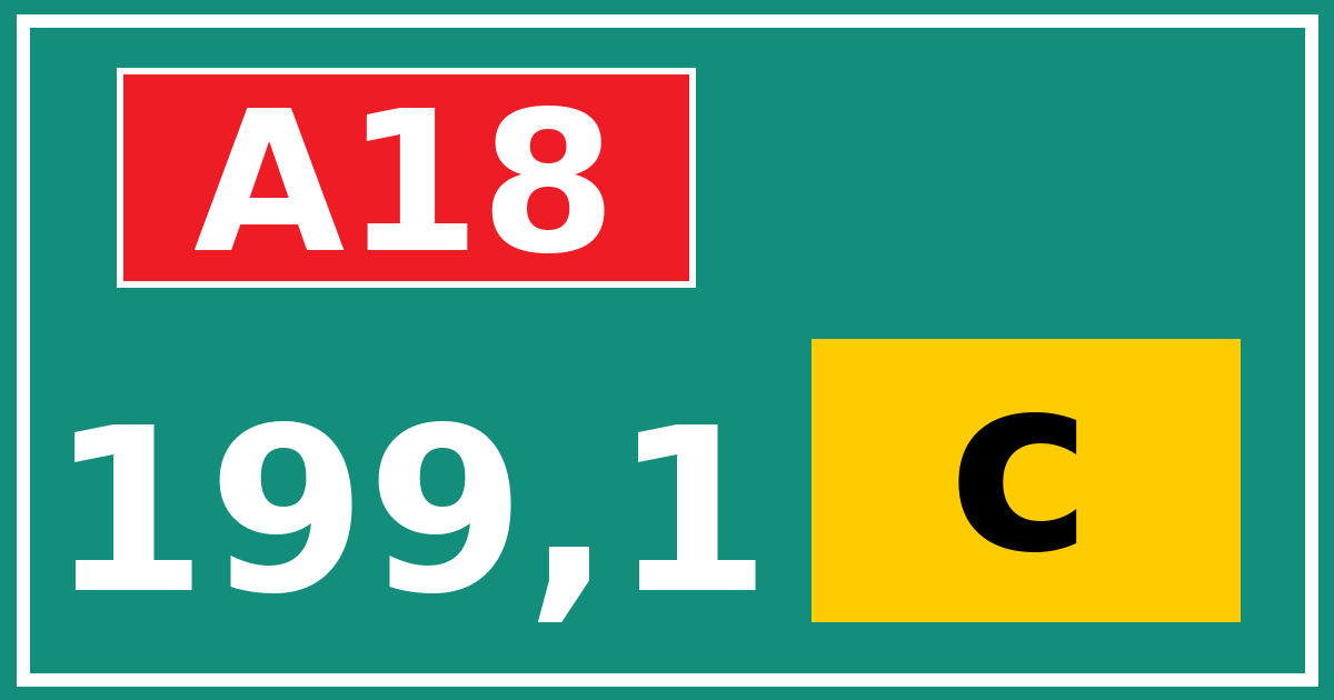 Hectometerbord A18 199,1 letter c