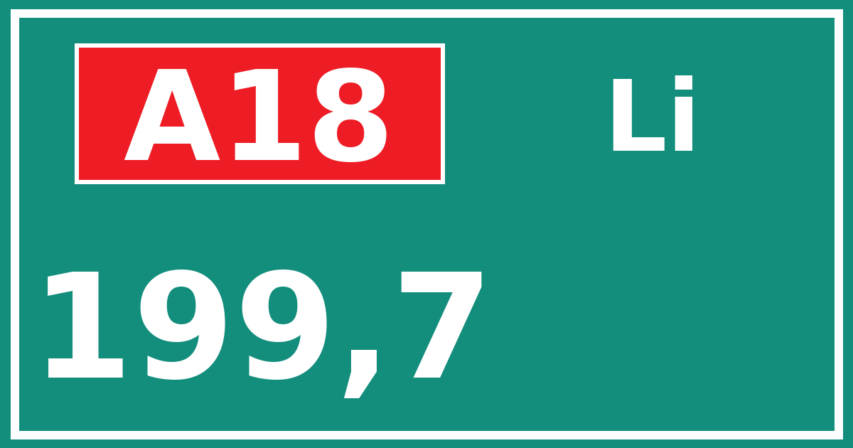 Hectometerbord A18 199,7 zijde Li