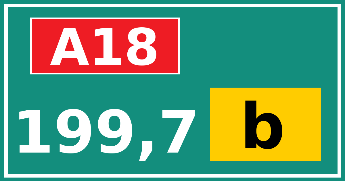 Hectometerbord A18 199,7 letter b
