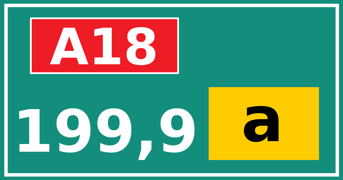 Hectometerbord A18 199,9 letter a